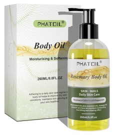 PHATOIL Rosemary Body Oil with Pump, 260 ml (8.8 fl.oz) Premium Quality Massage Oil Body Oils for Dry Skin, Hair, Blends of Natural Plant Oils and Essential Oils