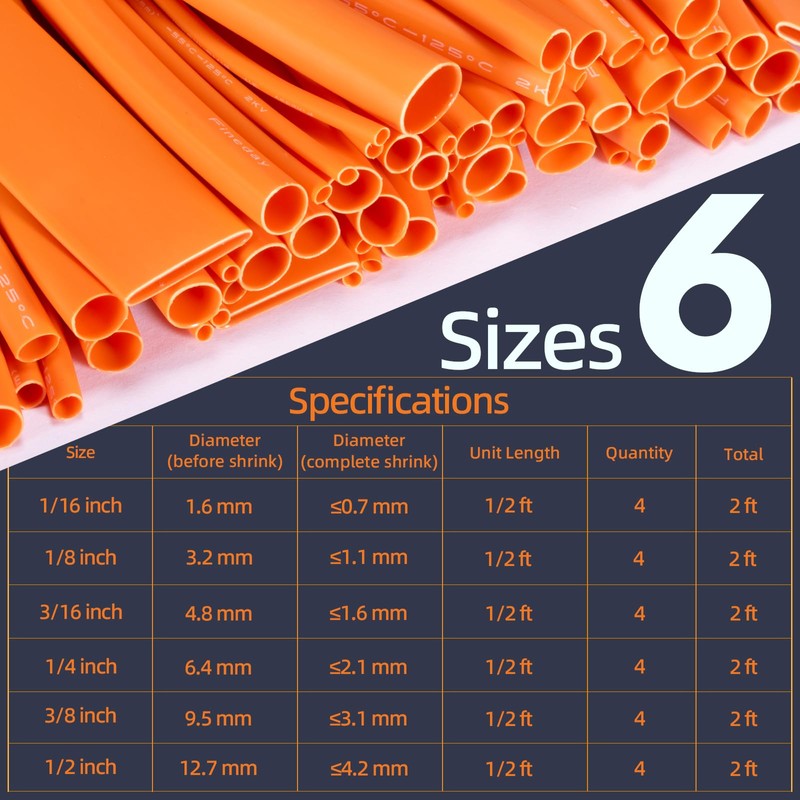 Fineday 6 Sizes Heat Shrink Tubing Kit, 3:1 Ratio Adhesive