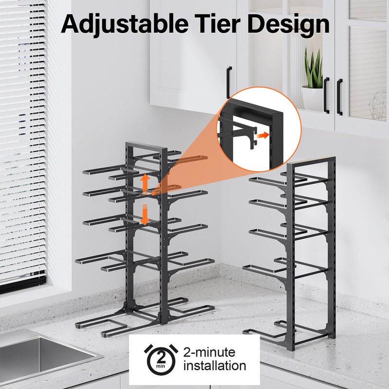 MUDEELA 10-Tier Pots and Pans Organizer under Cabinet, Heavy Duty