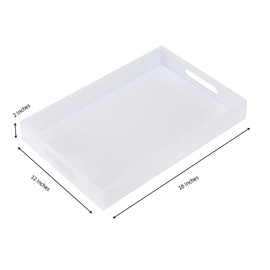 KEVLANG Glossy White Acrylic Serving Tray, 12x16Inch, Sturdy Kitchen Countertop Organizer, Decorative Vanity Table Tray, Ottoman Tray, 3/16 inch Thickness