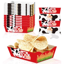 24 Pcs Farm Animal Snack Bowl Party Supplies，Farm Food Trays for Farm Birthday Party barn bash Party Decorations