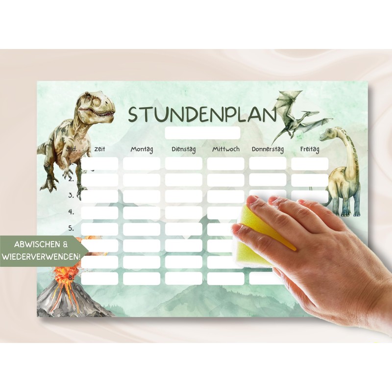 Dino timetable magnetic wipe clean (magnetic timetable including pen)