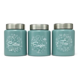 dudki - Juego de 3 recipientes de acero inoxidable con tapa para café (verde musgo), 950 mililitros