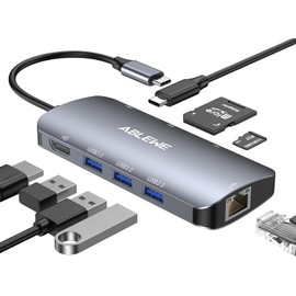 ABLEWE HUB USB C, 8 en 1 Adaptador USB C a hdmi 4K,USB 3.0 3 Puertos,Lector Tarjetas SDTF,Puerto Gigabit Ethernet,87 Power Delivery Carga,Type C Hub  