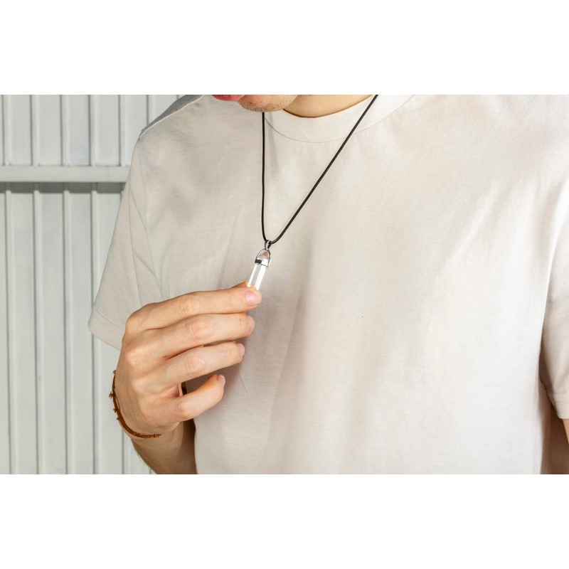 Collar para Hombre │ Piedra Negra con Correa de Cuero