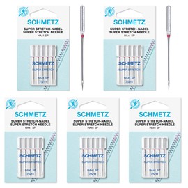 Schmetz 25 Sewing Machine Needles, HAx1 SP Super Stretch / Special Point for Overlock, Size 75/11