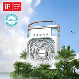 Portable Air Conditioners Cooling Fan, Evaporative Mini Air Conditioner Portable AC Unit with 3 Cool Mist & Speeds, 7 Night Lights & Timer, Personal Air Cooler for Bedroom Office Camping