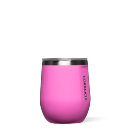 Corkcicle Stemless Insulated Wine Glass Tumbler, Miami Pink, 12 oz – Stainless Steel Stemless Wine Glass Keeps Beverages Cold for 6 Hours, Hot for 3 Hours – Non-Slip, Easy-Grip Insulated Cup