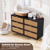 Rattan 6 Drawer Dresser for Bedroom, Large Double Dresser with