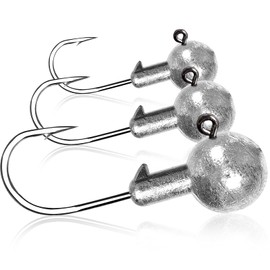 AMYSPORTS Trout Freshwater Jig Head Hook Saltwater Tackle Jig Hook Lead Round Ball Fishing Jigs Lead Sharp 20pcs 1/2oz…