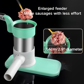 GOVNPJ Stainless Steel Sausage Stuffer - 1.1 lb Capacity Manual Sausage Maker with 4 Stuffing Tubes & 20 S-Hooks - Vertical Design for Easy Home Meat Processing