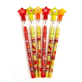 TINYMILLS 24 Pcs Fire Trucks Multi Point Stackable Pencilwith Eraser for Fire Truck Birthday Party Favor Prize Carnival Goodie Bag Stuffers Classroom Rewards