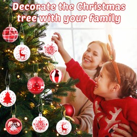 Aitsite 16 Pcs Christmas Baubles, Red and White Shatterproof Xmas Baubles Christmas Tree Decorations Large Christmas Balls Ornaments Hanging Christmas Decorations for Xmas Holiday Party Home