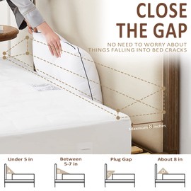 Homemate Queen Size（60"x10"x6"） Bed Wedge Pillow Stopper - Bed Gap Filler(0-8") - Headboard Pillow - Triangle Bloster Pillow Wedge - White