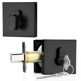 Probrico Single Cylinder Deadbolt Black(Keyed Different),Keyed One Side,Residential Security Square Door Lock for for Entrance Door and Front Gate,1Pack