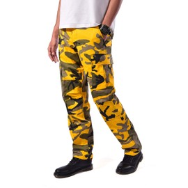 BACKBONE Mens Fashion Bright Camouflage Cargo Pants Military Combat Style BDU Pants (XL, Yellow Camo)