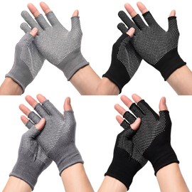 Bisienya 4 Pairs of Fingerless Work Gloves,Fingerless Work Gloves for Men,Non-slip,Breathable,Suitable for Construction,Outdoor Sports Activities and UV Resistant,Unisex