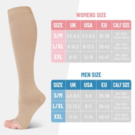 2 Paar Kompressionsstrümpfe Damen, 20-30 mmHg Compression Socks Lange Kompressionssocken Reisestrümpfe Stützstrümpfe für Krampfadern Ödeme Flug Sport Reisen,S/M