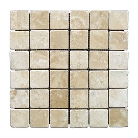 Durango Cream 2 X 2 Tumbled Travertine Mosaic Tile - Box of 5 sq. ft.
