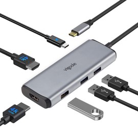Vigoole USB C Hub Dual Monitor 6 IN 1 Type C Hub Multiport Adapter with Dual 4K HDMI, 3 USB Ports, PD Charging, Universal USB-C Hub Support, Eligible Invoice for Dell/HP/Lenovo/Surface