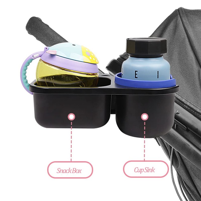 Niciksty Getränkehalter Kinderwagen mit Snack Tablett, 2-in-1 Universal Becherhalter Kinderwagen