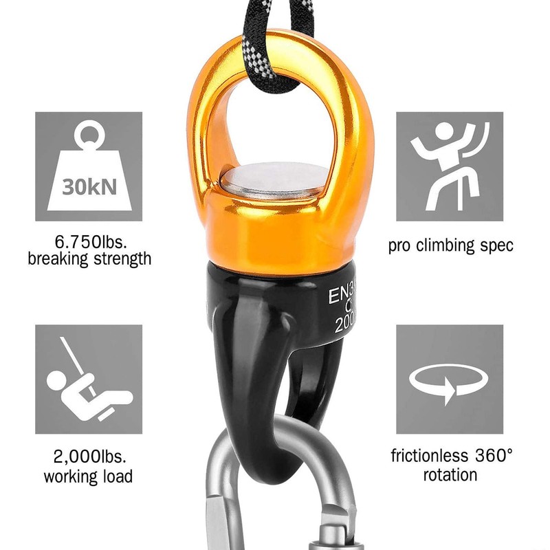 MALAYAS Rotation 360° Rotator Swing,30kN Micro Rotator Climbing Rope Swivel