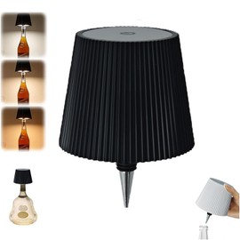 VHV Kabellose Flaschenlampe, Tischlampe, kabellos, wiederaufladbar, 2000 mAh, LED-Lampe, moderne Dekoration, Tischleuchte, Touchscreen, kabellos, für Bar, Restaurant, Zubehör und Dekoration (schwarz)