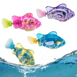 Aomantic Sarl Robot Fish Bath Toy, Pack of 4 Electronic Pet Fish, Electric Fish with Luminous for Children