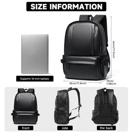 MATE ELAN Laptop Leather Travel Backpack For Men Water-Repellent Carry On Back Pack For Travel Business Work computer Backpacks Fit 15.6" Laptop