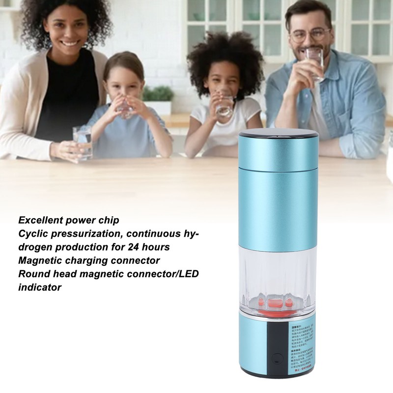 Hydrogen Water Bottle 230ml 6000ppb Magnetic Charging Electrolysis Nano Hydrogen