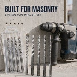 5-Piece SDS Plus Carbide Masonry Drill Bit Set, 160mm