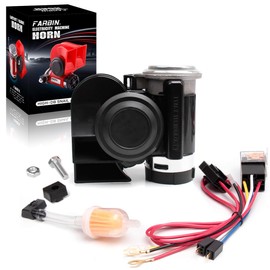 FARBIN Compact Air Horn with Compressor Snail Electric Car Horn 12V 150db Super Loud with Wiring Harness for Any 12V Vehicles