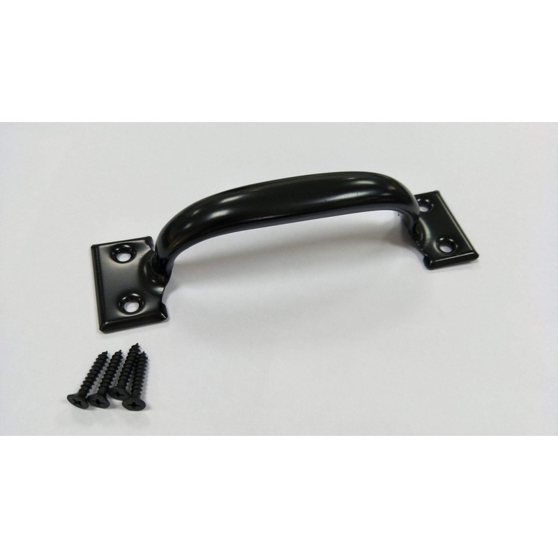 QCAA Door Pull, 5-3/4", Steel, Black Coated, 2 Pack, Made