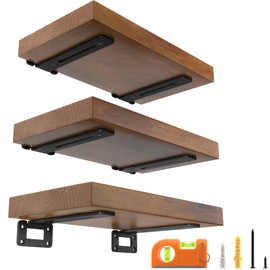 LEOPO 6 Inch 6 Pack Openwork T Shelf Brackets for DIY Floating Shelf,1/5 Inch Thick Heavy Duty Metal Shelf Bracket,L Brackets for Shelves Support