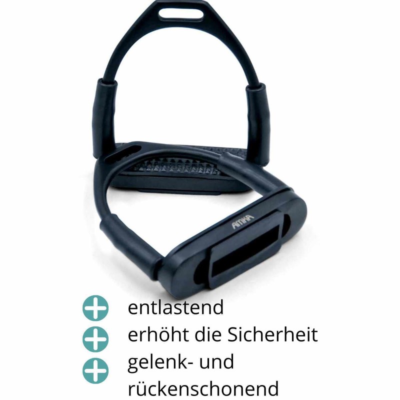 AMKA Stirrups with Joint Black Safety Stirrups in 10, 12
