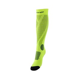 FLOKY, Run-Up Long Compression Socks for Men and Women, Suitable for Long Activities such as Running and Hiking, Protection from Injury, Size L, Colour: Yellow Flou, Made in Italy