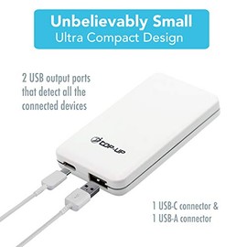 TOP-UP Cargador de Pared USB C | Enchufe rápido Ultra Delgado | Cargador USB de Doble Puerto Plano de 18 W para Tus Dispositivos USB A y USB C, Galaxy