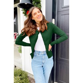 VOTEPRETTY Cardigans for Women UK Lightweight Ladies Short Top Sweater Knitwear Shrugs(Green,M)