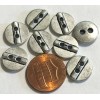 Unbranded 8 Small Brushed Silver Tone Metal 2-Hole Sew-through Buttons