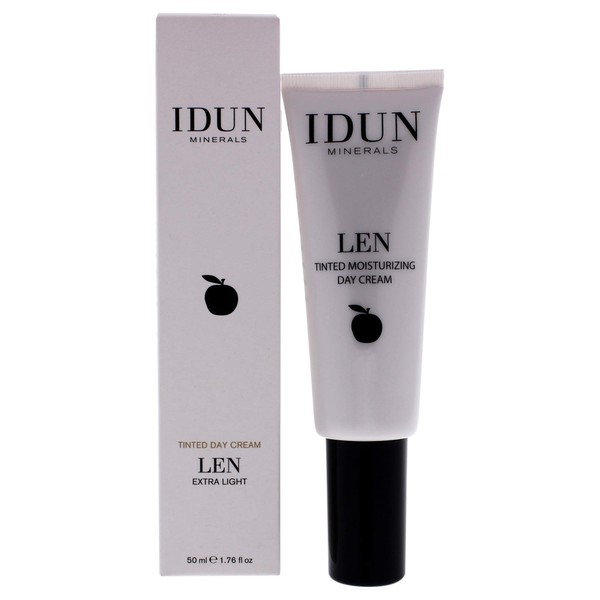 IDUN Minerals Tinted Day Cream, Len - Light Coverage w/Natural Glow - Color Correcting Effect, Rich Moisturizing - 100% Vegan, Vitamins C&E, Safe for Sensitive Skin - Extra Light, 1.6 oz