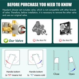 Heyalan Bathtub Shower Faucet Set,6 Inch Square Shower Trim Kit Single Handle Shower System,Showerhead and Handle Set Male Thread Pressure Balance Valve,With Tub Spout,Brushed Nickel