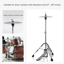 Vaisoeny Hi Hat Stand，Three Legs Hi-Hat Stand，Adjustable Height 23.6" to 39.3", Double Braced High Hat Stand with Widened Non-Slip Rubber Feet (V-CC-SZ08)
