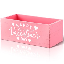 Sintuff Valentine's Day Candy Dish Wooden Sweet Candy Bowl Happy Valentine's Day Pink Large Candy Dish Holders Wood Serving Bowl Tableware for Valentine's Day Wedding Anniversary Holiday Party Decor