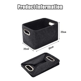 Kaizuca Pack of 2 Felt Baskets, Felt Storage Box, Fabric Storage Baskets, Foldable, with Handles, for Clothes, Towels, Toiletries, Baby Products, Books etc. (Black)