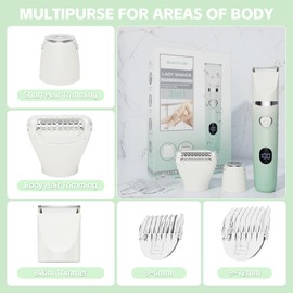 SIDHGN SIDHGN 3-in-1 Painless Bikini Trimmer for Women - Electric Pubic Hair Shaver with Ceramic Blade, Wet/Dry USB Razor for Underarm/Leg/Body, Rechargeable Ladies Grooming Kit