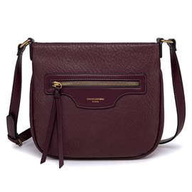 David Jones - Women's zip shoulder bag - shoulder bag - faux leather multipocket - multi-pocket messenger tote bag - elegant and practical classic, purple, One Size, Stylish
