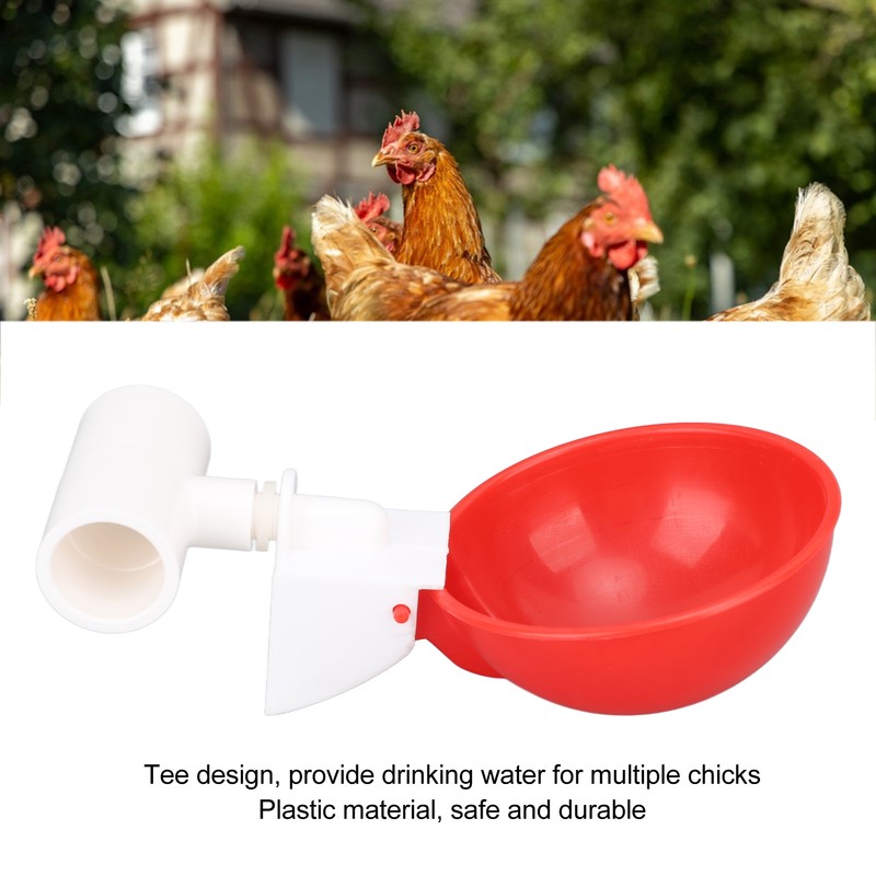12 Sets Chicken Watering Cup with Tee Connector Automatic Feeding