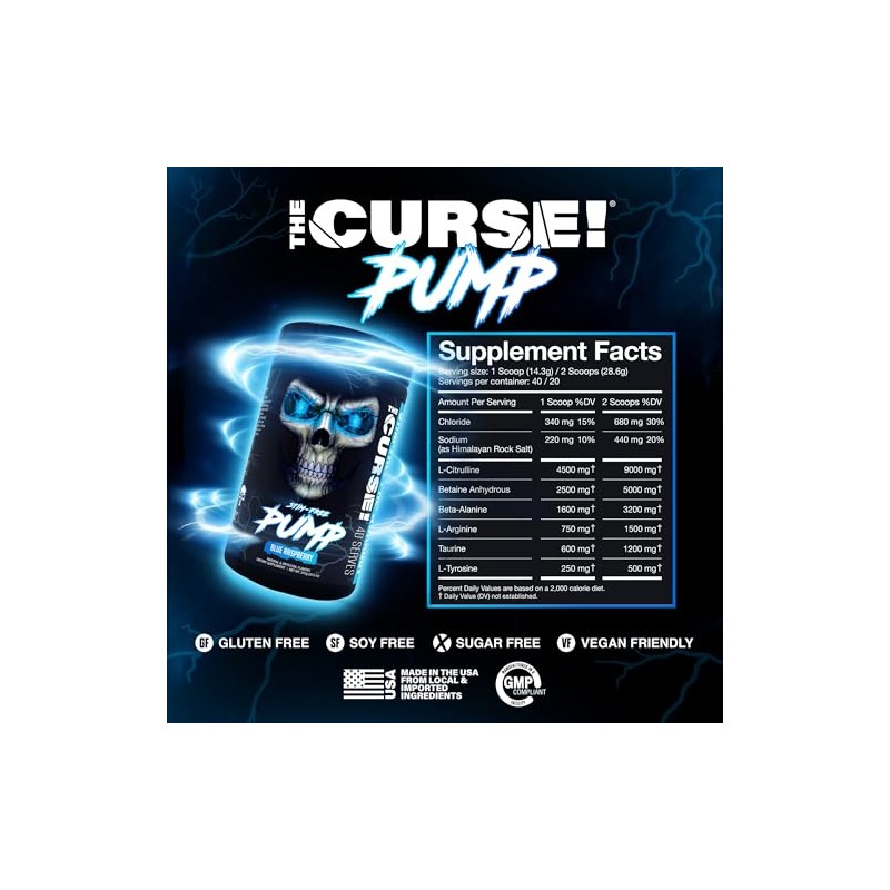 JNX SPORTS The Curse! Pump – Stim-Free Pre-Workout | Blue
