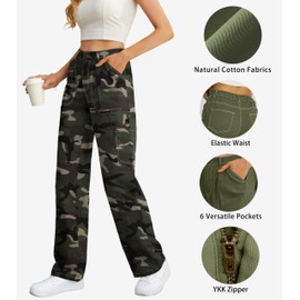 Cargo Pants Women Camo High Waisted Baggy Casual Pants with Pockets Straight Wide Leg Trousers Y2K Pants