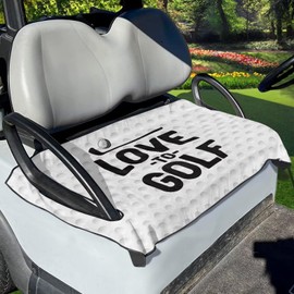Suobstales Golf Ball Print Golf Cart Seat Cover Love to Golf Design Portable Golf Cart Seat Blanket Summer Golf Cart Seat Towel for 2-Person Seats Club Car
